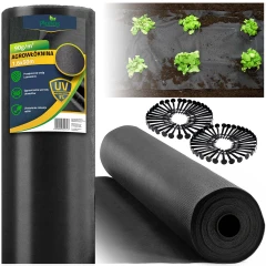 Agrowłóknina ogrodowa 1,6 m x 50 m 90 g/m2 + 100 szpilek Plonos - czarna