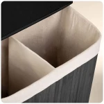 Bambusowy kosz na pranie bieliznę z pokrywą 100 l Massido