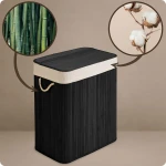 Bambusowy kosz na pranie bieliznę z pokrywą 100 l Massido