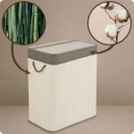 Bambusowy kosz na pranie bieliznę z pokrywą 100 l Massido