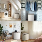 Bambusowy kosz na pranie bieliznę z pokrywą 100 l Massido