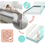 Barierka ochronna do łóżka zabezpieczająca bramka blokada 200 cm Nukido szara