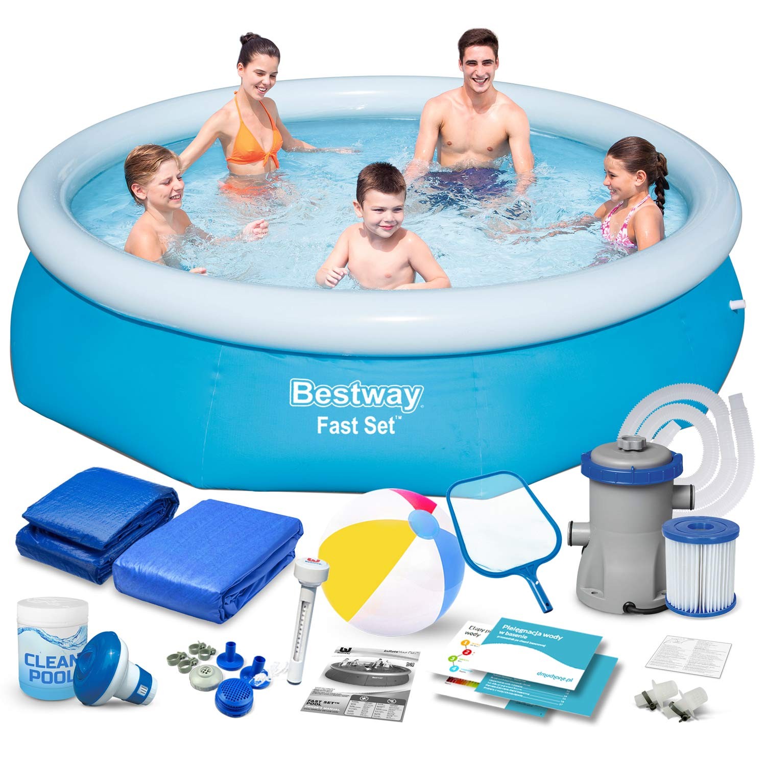 Basen ogrodowy rozporowy z pompą 305 x 76 cm 15w1 Bestway 57270