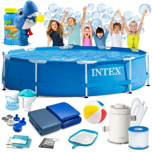 Basen ogrodowy stelażowy 305 x 76 cm 15w1 INTEX 28202 + maszynka do baniek GRATIS