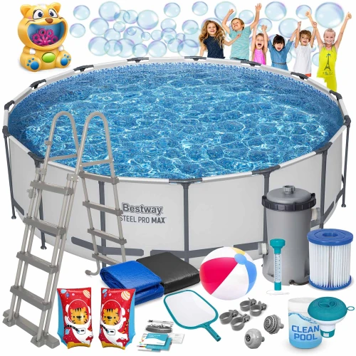 Basen ogrodowy stelażowy 457 x 122 cm 18w1 Bestway 56438 + maszyna do baniek GRATIS