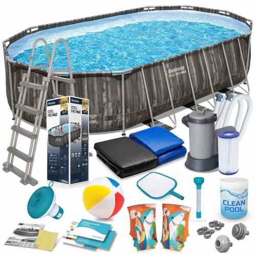 Basen ogrodowy stelażowy 610 x 366 x 122 cm 18w1 Bestway 5611R