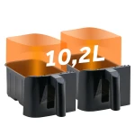 Duża frytkownica beztłuszczowa 10,2l Air fryer XL dwukomorowa Berdsen 1700W BD-657 czarna