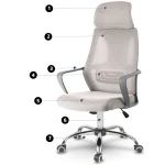 Fotel biurowy z mikrosiatką Praga - jasnoszary 
