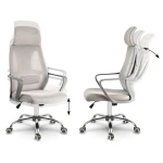 Fotel biurowy z mikrosiatką Praga - jasnoszary 