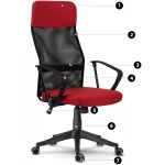 Fotel biurowy z mikrosiatki Sofotel Sydney czerwono-czarny 