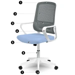 Fotel biurowy z mikrosiatki Sofotel Wizo niebiesko-biały
