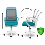 Fotel biurowy z mikrosiatki Sofotel Wizo biało-zielony