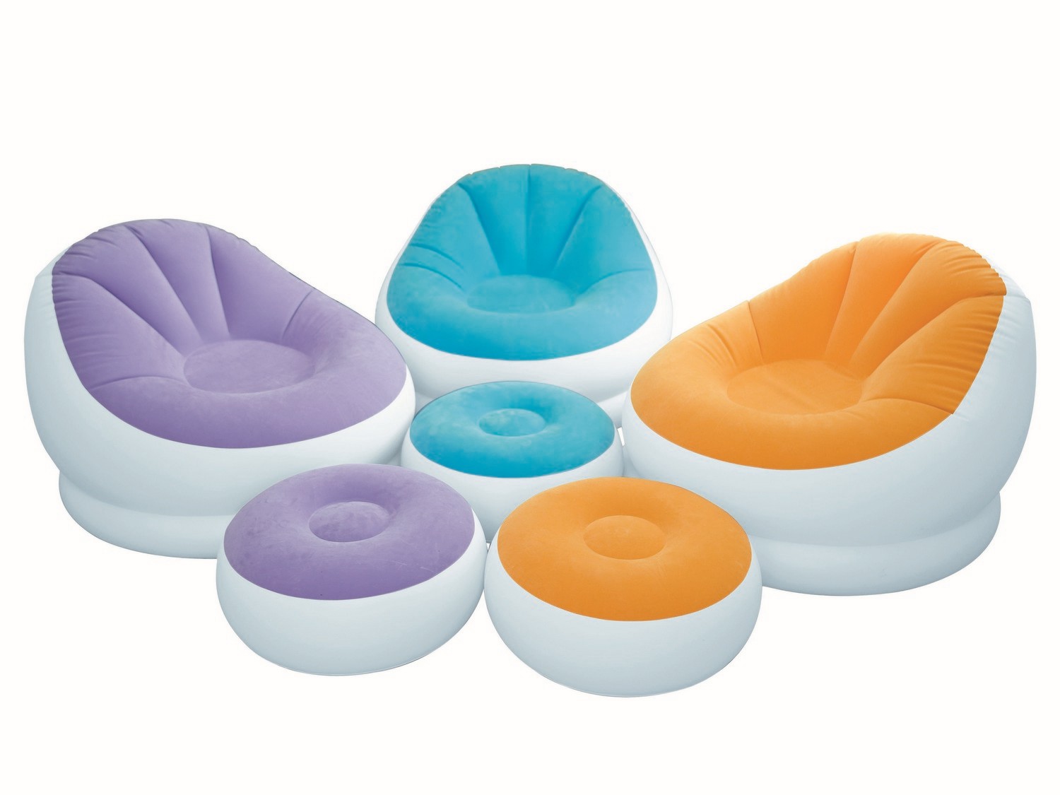 Fotel dmuchany z podnóżkiem 3 kolory 109 x 104 x 71 cm INTEX 68572