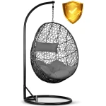 Fotel ogrodowy wiszący Brava czarny + szare poduszki Sofotel