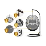 Fotel ogrodowy wiszący Brava czarny + szare poduszki Sofotel