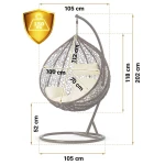 Fotel ogrodowy wiszący bujany Hawana brązowy + kremowe poduszki