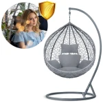 Fotel ogrodowy wiszący bujany Hawana c. szary + szare poduszki