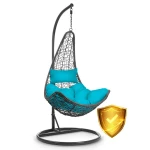 Fotel ogrodowy wiszący Cabana szary + jasno niebieskie poduszki Sofotel