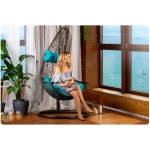 Fotel ogrodowy wiszący Cabana szary + jasno niebieskie poduszki Sofotel