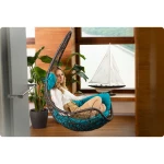 Fotel ogrodowy wiszący Cabana szary + jasno niebieskie poduszki Sofotel