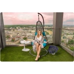 Fotel ogrodowy wiszący Cabana szary + jasno niebieskie poduszki Sofotel