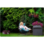 Fotel ogrodowy wiszący Cabana szary + jasno niebieskie poduszki Sofotel