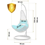 Fotel ogrodowy wiszący Cabana szary + jasno niebieskie poduszki Sofotel