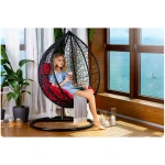 Fotel ogrodowy wiszący Hawana czarny + czerwone poduszki