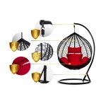 Fotel ogrodowy wiszący Hawana czarny + czerwone poduszki