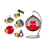 Fotel ogrodowy wiszący Hawana brązowy + czerwone poduszki Sofotel