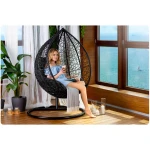 Fotel ogrodowy wiszący Hawana czarny + czarne poduszki Sofotel