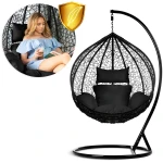 Fotel ogrodowy wiszący Hawana czarny + czarne poduszki Sofotel