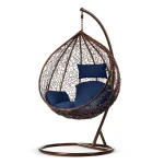 Fotel ogrodowy wiszący Hawana brązowy + ciemno niebieskie poduszki Sofotel
