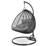 Fotel ogrodowy wiszący Hawana Duo czarny + szare poduszki Sofotel