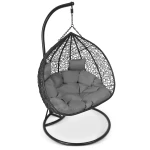 Fotel ogrodowy wiszący Hawana Duo czarny + szare poduszki Sofotel