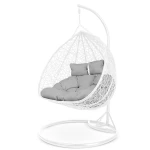 Fotel ogrodowy wiszący Hawana Duo biały + szare poduszki Sofotel