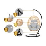 Fotel ogrodowy wiszący Sabana jasny brąz + szare poduszki Sofotel