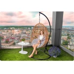 Fotel ogrodowy wiszący Sabana jasny brąz + szare poduszki Sofotel