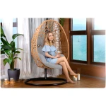 Fotel ogrodowy wiszący Sabana jasny brąz + szare poduszki Sofotel