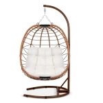 Fotel ogrodowy wiszący Tihuana brązowy  + jasno beżowe poduszki Sofotel