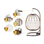 Fotel ogrodowy wiszący Tihuana brązowy  + jasno beżowe poduszki Sofotel