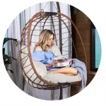 Fotel ogrodowy wiszący Tihuana brązowy  + jasno beżowe poduszki Sofotel