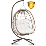 Fotel ogrodowy wiszący Tihuana brązowy  + jasno beżowe poduszki Sofotel