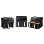 Frytkownica beztłuszczowa Air fryer frytownica XXL 8l dwukomorowa Berdsen BD-653 czarno-srebrna