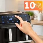 Frytkownica beztłuszczowa Air fryer frytownica XXL 8l dwukomorowa Berdsen BD-653 czarno-srebrna