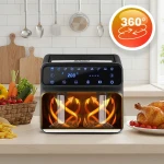Frytkownica beztłuszczowa Air fryer frytownica XXL 8l dwukomorowa Berdsen BD-653 czarno-srebrna