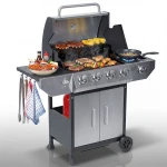 Grill gazowy ogrodowy żeliwny ruszt z pokrywą 4+1 palniki Berdsen BD-896