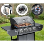 Grill gazowy ogrodowy żeliwny ruszt z pokrywą 4+1 palniki Berdsen BD-896