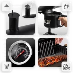 Grill węglowy ogrodowy beczka z kominem półki + termometr + popielnik Berdsen BD-895 czarny