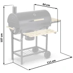 Grill węglowy ogrodowy beczka z kominem półki + termometr + popielnik Berdsen BD-895 czarny